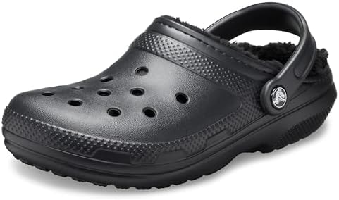 Crocs Unisex-Adult Classic Lined Clog, Black/Black, 12 Women/10 Men