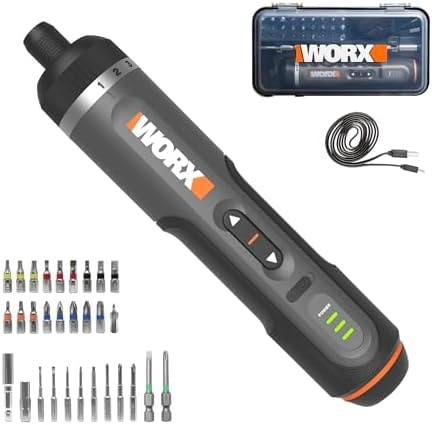 WORX Cordless Screwdriver, 4V 30-Piece Accessory Kit, WX242L