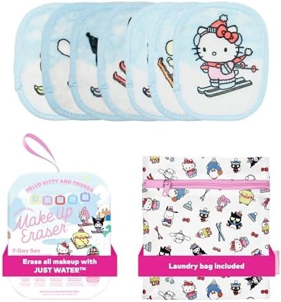The Original MakeUp Eraser 7-Day Set, Erase All Makeup With Just Water, Including Waterproof Mascara, Eyeliner, Foundation, Lipstick, Sunscreen, and More! Hello Kitty Skiing, 7ct