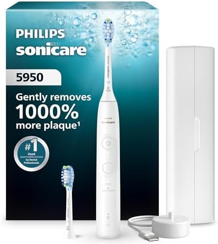 Philips Sonicare 5950 Rechargeable Electric Toothbrush, 2 Brush Head, White