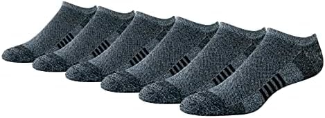 Amazon Essentials Men's Performance Cotton Cushioned Athletic No-Show Breathable Gym Socks with Support, 6 Pairs, Black/White Marl, 8-12