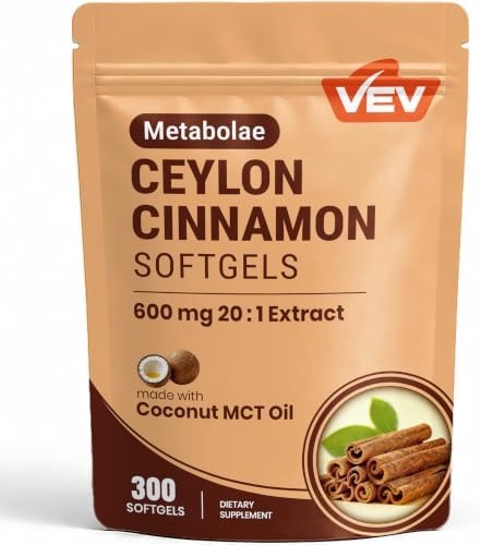 Metabolae Ceylon Cinnamon with MCT Oil & Ginger, 20:1 Extract, 300 Softgels