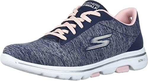 Skechers Women's Go Walk 5 True Sneaker, Navy/Pink, 5