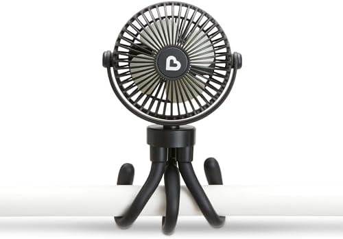 Munchkin Stroller Fan, 4 Speed, Black with Multicolored LED Lights