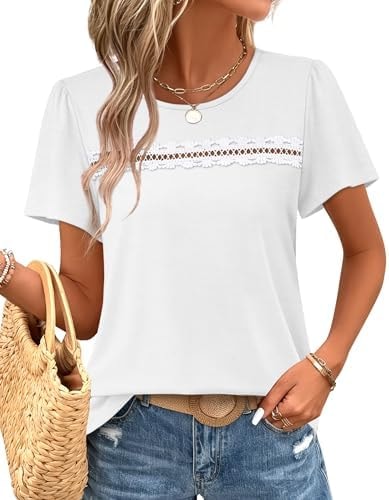 Womens Summer Tops Short Sleeve Shirts for Women Cruise Spring Outfits Resort Wear 2026 Boho Cute Tops Hawaiian Shirts Plus Size Beach Vacation Clothes Fashion Clothing Women Blouses Dressy Casual
