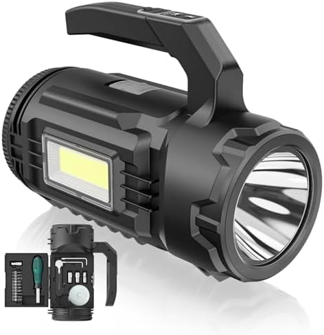 OGERY Rechargeable Flashlight, Multi-Tool Camping Lantern with 983LM, 9000 mAh Portable LED Camping Spotlight for Camping Emergency, Outdoor Hiking, Gray/Black