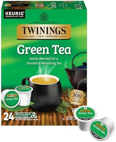 Twinings Green Tea K-Cup Pods for Keurig, 24 Count (Pack of 1), Smooth Flavour, Enticing Aroma, Caffeinated, Enjoy Hot or Iced