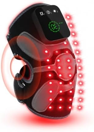 Red Light Therapy Knee Massager 660nm & 850nm, Heated Vibration Knee Brace Cordless Rechargeable 5000mAh, Timer & Pulse Modes for Knee Elbow Shoulder Joint Comfort Support Device