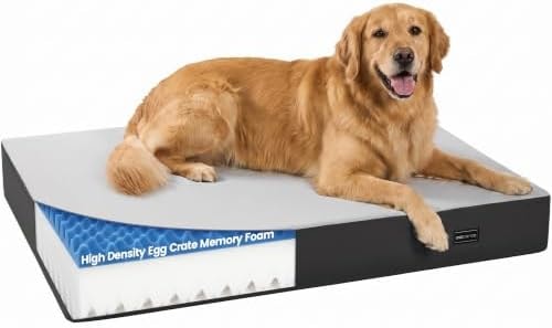 COZCIENCE Orthopedic Dog Bed for Medium Large Dogs, 3.5” Thick, Supportive Memory Foam & High Density Egg Crate Foam Pet Mattress, Dual Waterproof Protection, Removable Cover, Nonskid (Grey, Medium)