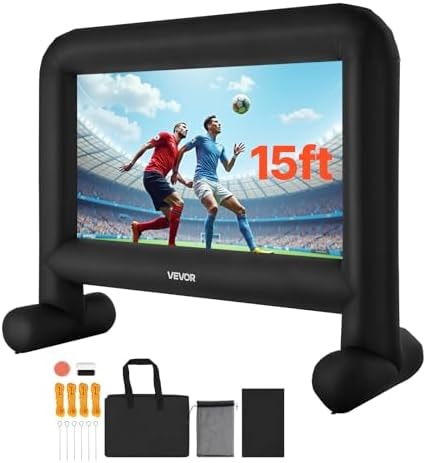 VEVOR 15FT Inflatable Movie Screen, Inflatable Projector Screen with Portable Storage Bag, 16:9 Easy Set Up Movie Projection for Outdoor Backyard, Home Theater, Theme Party