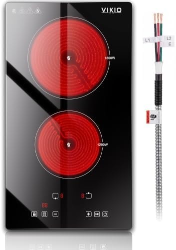 VIKIO HOME 12" Electric Cooktop, 2-Burner Electric Stovetop, Hard-Wired