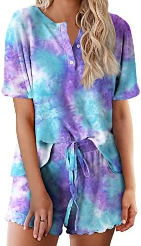 Ekouaer Pajamas Set for Women Short Sleeve Lounge Set 2 Piece Soft Cute Pjs