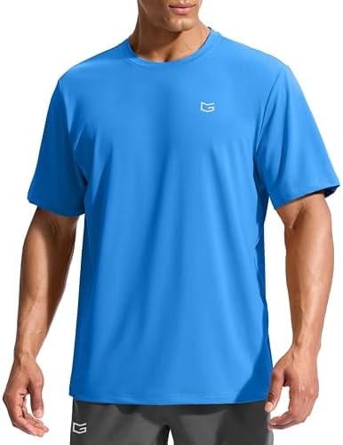 G Gradual Men's Sun Protection Swim Shirt UPF 50+ Rash Guard Short Sleeve Quick Dry Water Hiking Workout Shirts for Men (Blue,S)