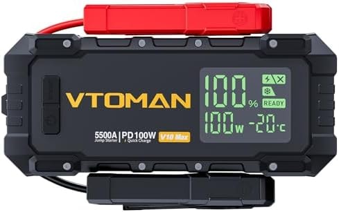 VTOMAN V10 Max Portable Jump Starter with 100W Bi-Directional Fast Charger