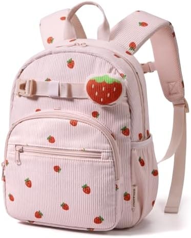 mommore Toddler Backpack for Girls 2-4, 13" H Corduroy Girls School Bookbag for Preschool Kindergarten