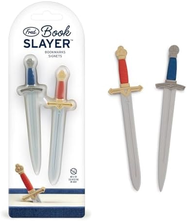 Genuine Fred Book Slayer Sword Bookmarks, Set of 2 Page Markers, Soft and Flexible Silicone, 4.1" Tall, for Epic Fantasy Readers and Book Lovers