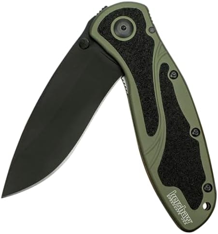 Kershaw Blur Pocket Knife, Olive and Black, 3.4 Inch Recurve Blade