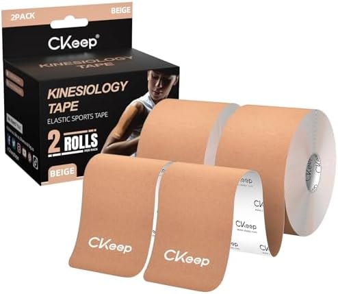 CKeep Kinesiology Tape, Uncut Premium Elastic Athletic Tape 2 Rolls, Beige