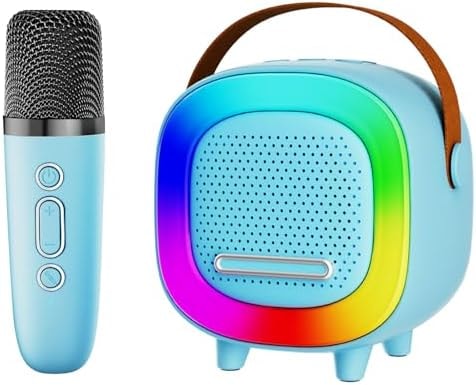 Mini Karaoke Machine Speaker for Kids Adults, Portable Bluetooth with 1 Wireless Microphones, Children's Day Birthday Gift Ideas for Toys for Teens Boys and Girls Aged 4, 5, 6, 7, 8, 9, 10, 11, 12+