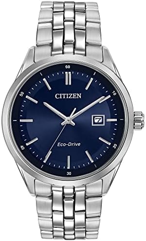 Citizen Men's Classic Addysen Eco-Drive Watch, 3-Hand Date, Sapphire Crystal, Stainless/Blue Dial, 41mm (Model: BM7251-53L)