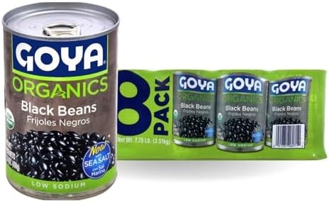 Goya Organic Black Beans, Low Sodium with Sea Salt, 15.5 Ounce (Pack of 8)