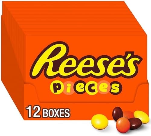 REESE'S PIECES Peanut Butter in a Crunchy Shell, Candy Boxes, 4 oz (12 Count)