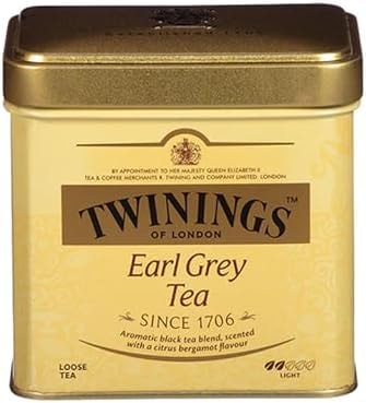 Twinings Earl Grey Loose Tea Tins, 7.05 Ounce Tins (Pack of 1), Smooth, Flavourful, Robust Black Tea Leaves, Caffeinated, Enjoy Hot or Iced