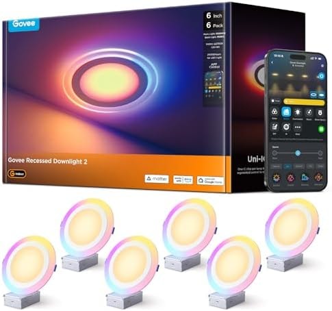Govee Smart Recessed Lighting 6 Inch, LED Recessed Light 1100LM, 6 Pack