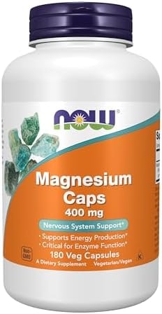 NOW Foods Supplements, Magnesium 400 mg, Enzyme Function*, Nervous System Support*, 180 Veg Capsules