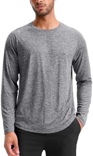 Soothfeel Men's Workout Shirts Long Sleeve Athletic Running Tops Quick Dry