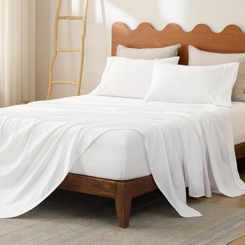 Bedsure Queen Sheets Set - Imitation Cotton Fits Up to 16" Mattress Deep