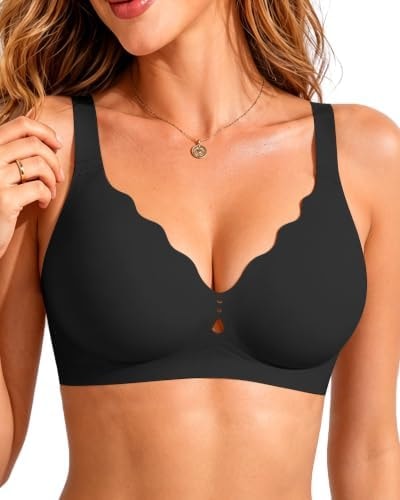As Fairy Womens Scalloped Wireless Jelly Bras Full Coverage Seamless Bra