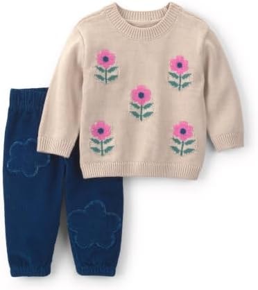 Carter's Girl 2-Piece Pant Set, Flower Sweater WS, 3M