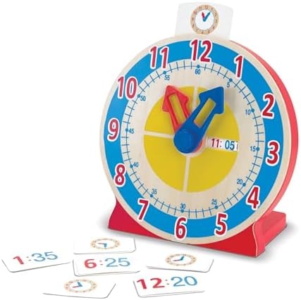 Melissa & Doug Turn & Tell Wooden Clock - Educational Toy with 12+ Reversible Time Cards