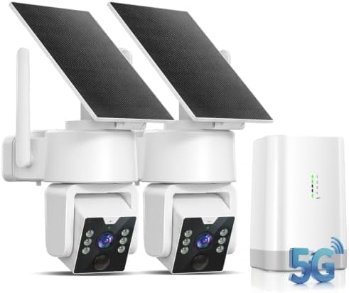 Carltec No Monthly Fee Solar Security Camera System with Home Hub, 2 Pack 4MP 360° PTZ Wireless Outdoor Cameras, Local Storage, Color Night Vision, 5GHz & 2.4GHz WiFi for Home Exterior, IP66