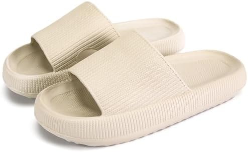 rosyclo Cloud Like Slides Sandals for Women and Men,Tan Beige W7.5-8.5/M6-7