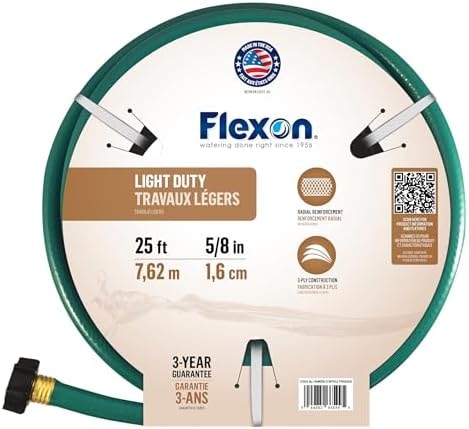 Flexon 5/8-Inch by 25-Foot Reinforced Garden Hose FR5825, 25ft, Green
