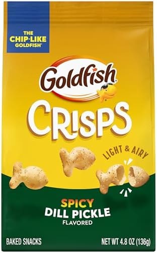 Goldfish Crisps Spicy Dill Pickle Baked Chip Crackers, 4.8 Oz Bag