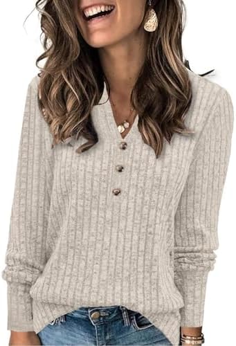 XMTOPYE Sweaters for Women Winter Clothing Business Casual Tops Henley Neck