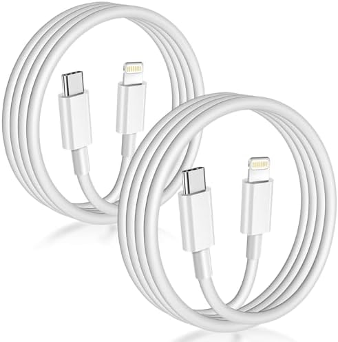 USB C to Lightning Cable [Apple MFi Certified] 2Pack 6FT iPhone Fast Charger Cable Power Delivery Type C Charging Cord Compatible with iPhone 14 13 12 11 Pro Max X XS XR 8 7 6s Plus SE，White