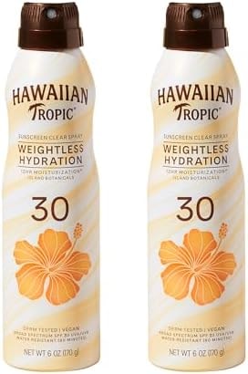 Hawaiian Tropic Weightless Hydration SPF 30 Sunscreen Spray, 6 Oz (2 Pack)
