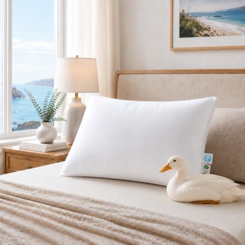 Luxury Duck Down Pillow, Hotel Quality Bed Pillows for Sleeping, 20"x30"