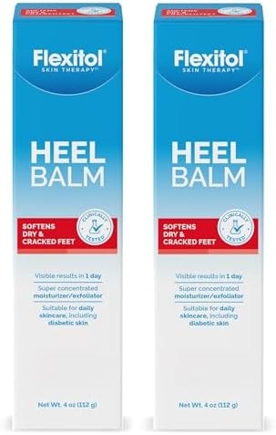 Flexitol Heel Balm Twin Pack, 25% Urea Cream for Dry Cracked Heels | 2x4 oz