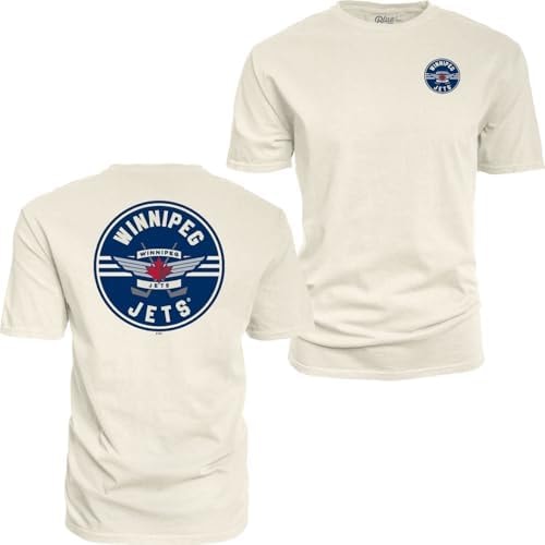 Winnipeg Jets NHL Officially Licensed T-Shirt Ringspun Front/Back Ivory Puck, Medium