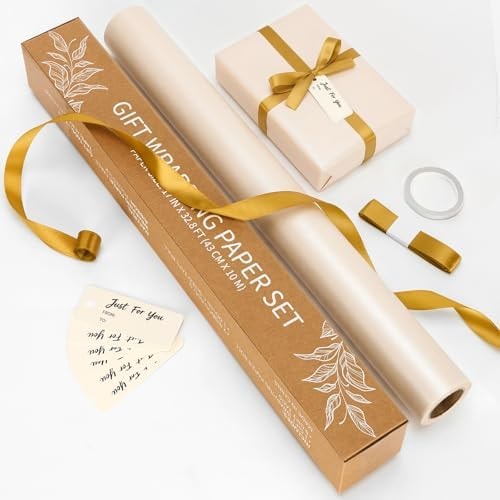 Off White Gift Wrapping Paper Roll Set for Wedding Birthday Baby Shower