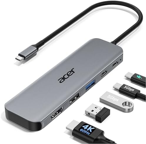 Acer USB C Hub, 5-in-1 USBC to HDMI Adapter with 4K@60Hz for Laptop/Mac
