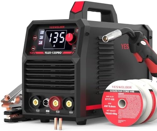YESWELDER 135A MIG Welder, 110V Flux Core Gasless MIG/Lift TIG/Stick 3-in-1