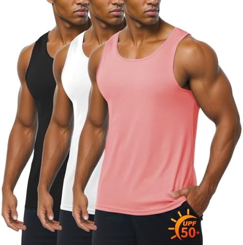 ZITY Mens Tank Top Workout Sleeveless 3 Pack Undershirt UPF 50+ Breathable Fast Dry Muscle UV Protection Tee Shirts for Gym