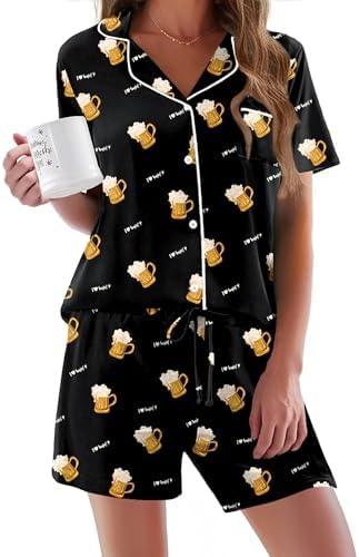 Ekouaer Pajamas Set for Women Short Sleeve Sleepwear Button Down Pj XS-XXXL