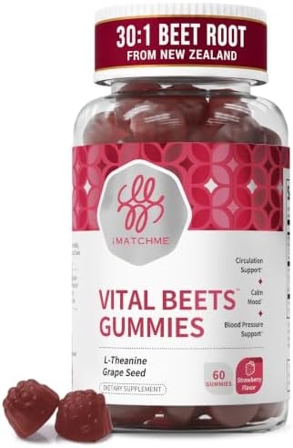 Vital Beets 30:1 Beet Root Gummies - Circulation & Calm Focus, 60 Count